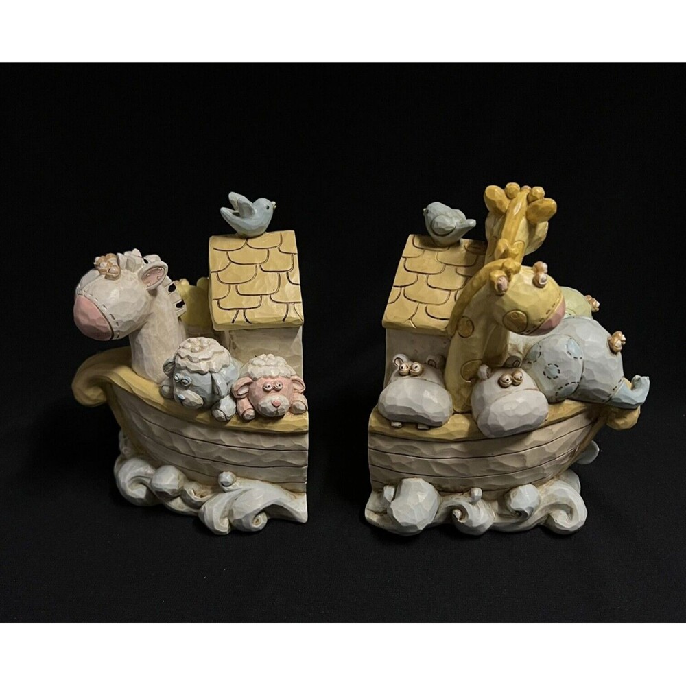 Noah’s Ark Bookends Set Religious Animals Home Decor Renewing Faith 7.25" IOB - Picture 4 of 12
